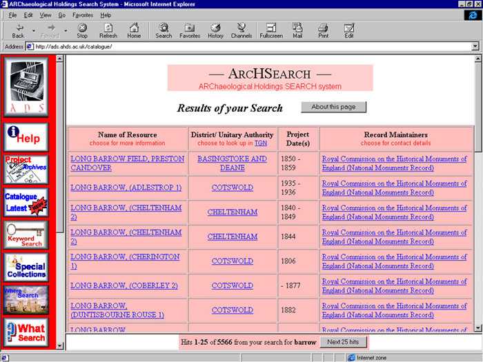 {ADS result list}